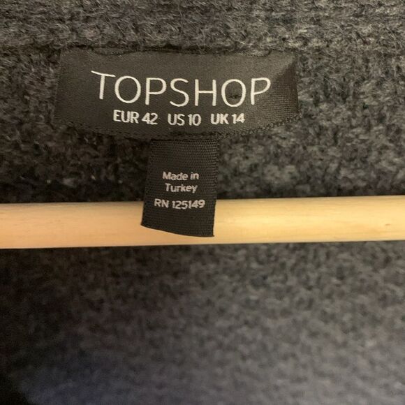 Topshop Gray Multiple Texture Knit Long Open Front Cardigan Sweater Size 10 - Picture 7 of 11